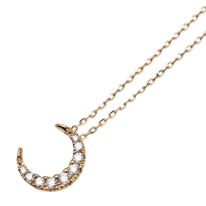 スタージュエリー K18YG イエローゴールド ダイヤ0.06ct 月 ムーン モチーフ ネックレス レディース STAR JEWELRY 【中古】