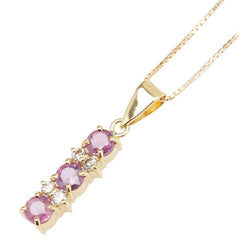K18YG イエローゴールド ルビー0.54ct ダイヤ0.09ct ベネチアンチェーン ネックレス レディース 【中古】