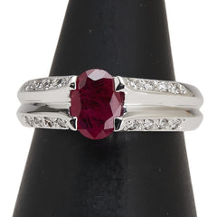 K9 ホワイトゴールド ルビー0.77ct ダイヤ0.11ct リング 指輪 レディース 7.5号 【中古】