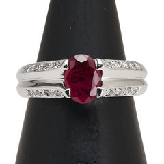 K9 ホワイトゴールド ルビー0.77ct ダイヤ0.11ct リング 指輪 レディース 7.5号 【中古】