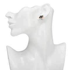 K18PG ピンクゴールド オニキス クローバー モチーフ ピアス レディース 【中古】