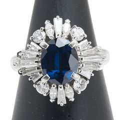 Pt900 プラチナ サファイア2.58ct ダイヤ1.16ct リング 指輪 レディース 12.5号 【中古】