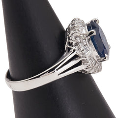 Pt900 プラチナ ブルーサファイア3.00ct ダイヤ0.35ct リング 指輪 レディース 12号 【中古】