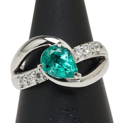 Pt900 プラチナ エメラルド1.06ct ダイヤ0.15ct リング 指輪 レディース 12号 【中古】