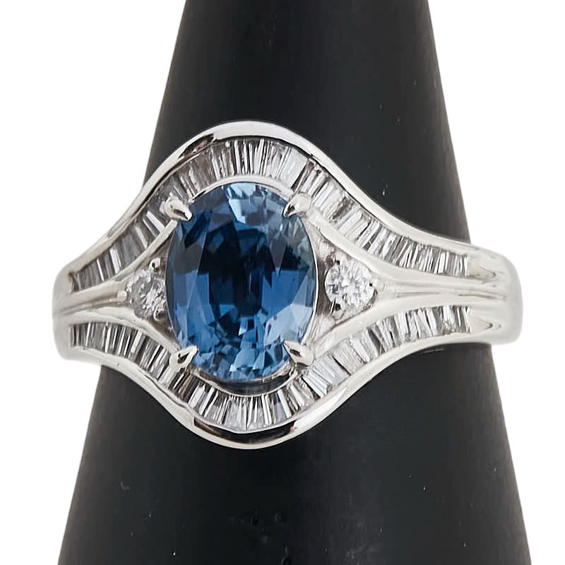 Pt900 プラチナ サファイア1.85ct ダイヤ0.62ct リング 指輪 レディース 13号 【中古】