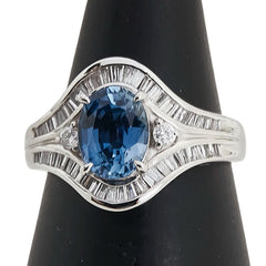 Pt900 プラチナ サファイア1.85ct ダイヤ0.62ct リング 指輪 レディース 13号 【中古】