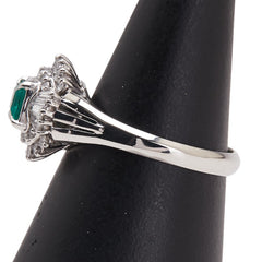 Pt900 プラチナ エメラルド0.30ct ダイヤ0.37ct リング 指輪 レディース 11.5号 【中古】