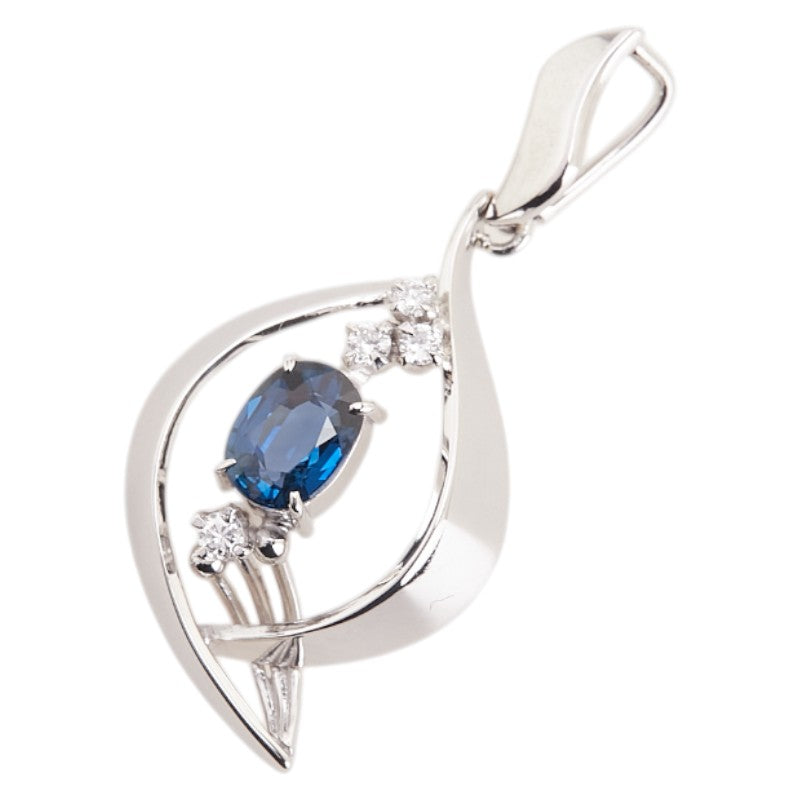 Pt900 プラチナ サファイア0.61ct ダイヤ ペンダントトップ レディース 【中古】