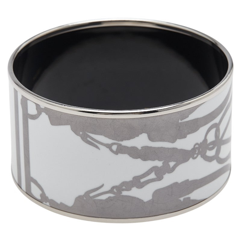 エルメス エマイユTGM 七宝焼き BRIDES de GALA ブリッドドゥガラ バングル シルバー ホワイト メタル レディース HERMES 【中古】