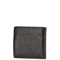 サンローラン YSLロゴ クロコ型押し 二つ折り財布 ブラック レザー レディース SAINT LAURENT 【中古】