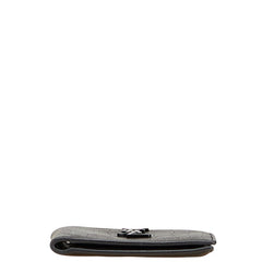 サンローラン YSLロゴ クロコ型押し 二つ折り財布 ブラック レザー レディース SAINT LAURENT 【中古】