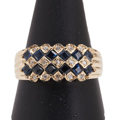 K18YG イエローゴールド サファイア1.00ct ダイヤ0.08ct リング 指輪 レディース 15号 【中古】