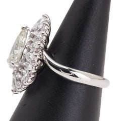 Pt900 プラチナ ダイヤ1.74ct ダイヤ2.06ct ピンクダイヤ0.25ct 雫 モチーフ リング 指輪 レディース 12.5号 【中古】