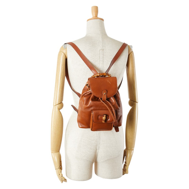 グッチ バンブー リュック バックパック 003 1705 0030 ブラウン レザー レディース GUCCI 【中古】