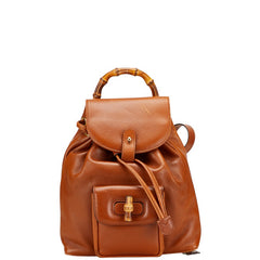 グッチ バンブー リュック バックパック 003 1705 0030 ブラウン レザー レディース GUCCI 【中古】