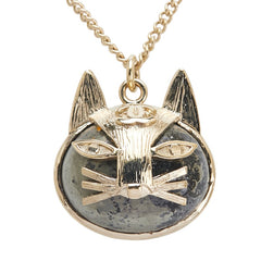 シャネル ヴィンテージ ココマーク 猫 モチーフ ネックレス ゴールド ブラック メッキ レディース CHANEL 【中古】