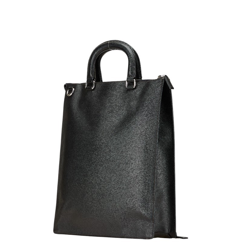 プラダ 三角ロゴプレート ビジネスバッグ ショルダーバッグ 2WAY ブラック サフィアーノ レザー レディース PRADA 【中古】