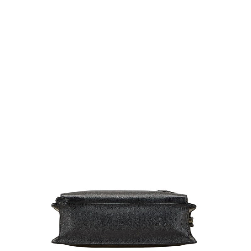 プラダ 三角ロゴプレート ビジネスバッグ ショルダーバッグ 2WAY ブラック サフィアーノ レザー レディース PRADA 【中古】