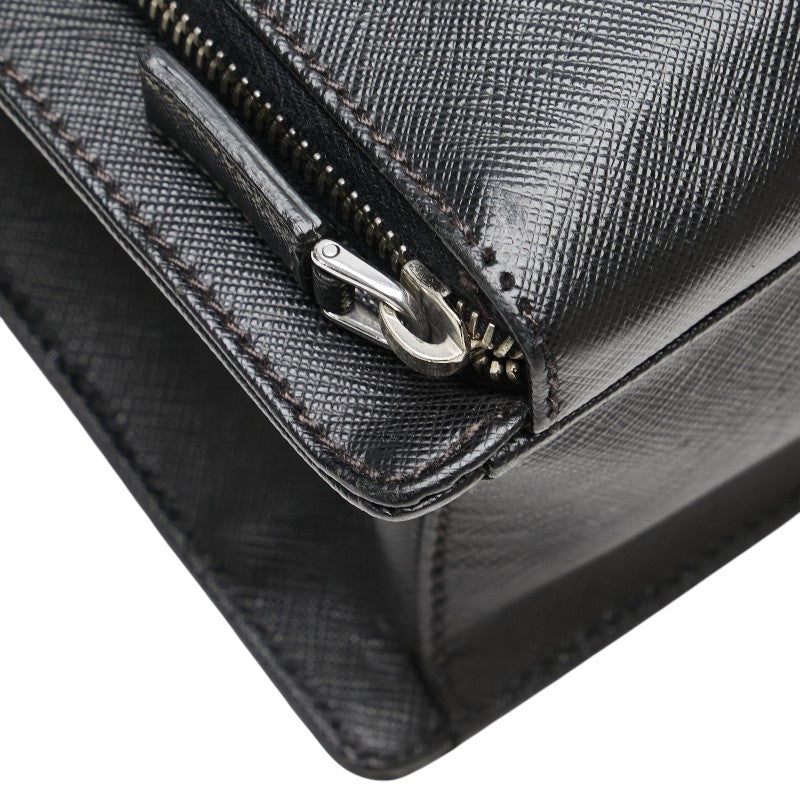 プラダ 三角ロゴプレート ビジネスバッグ ショルダーバッグ 2WAY ブラック サフィアーノ レザー レディース PRADA 【中古】