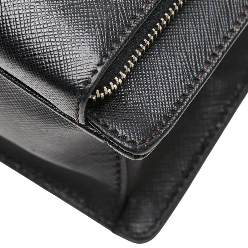プラダ 三角ロゴプレート ビジネスバッグ ショルダーバッグ 2WAY ブラック サフィアーノ レザー レディース PRADA 【中古】