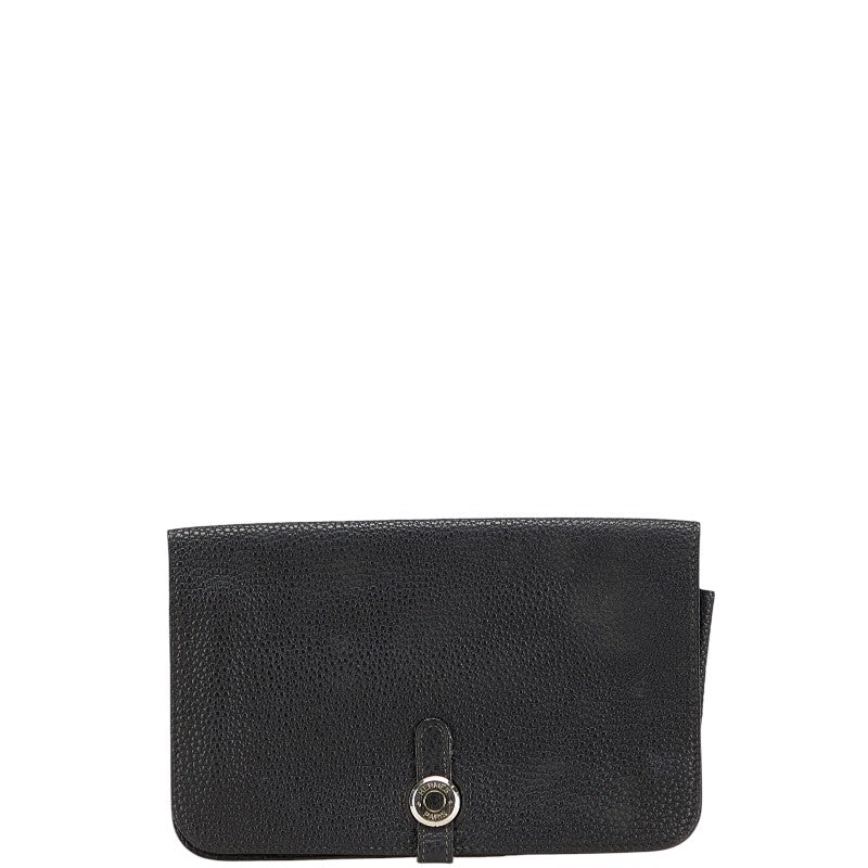 エルメス ドゴンデュオ ドゴンGM 長財布 ブラック トゴ レディース HERMES 【中古】