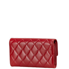 シャネル マトラッセ ココマーク 長財布 A50096 レッド キャビアスキン レディース CHANEL 【中古】