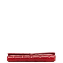 シャネル マトラッセ ココマーク 長財布 A50096 レッド キャビアスキン レディース CHANEL 【中古】