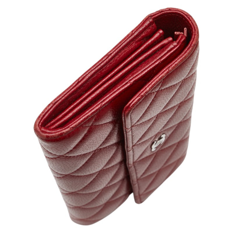 シャネル マトラッセ ココマーク 長財布 A50096 レッド キャビアスキン レディース CHANEL 【中古】