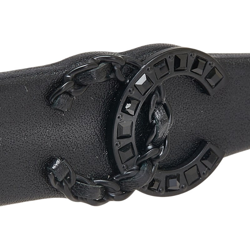シャネル ウェリントン ココマーク サングラス 5455-Q-B 888/S4 ブラック プラスチック レザー レディース CHANEL 【中古】