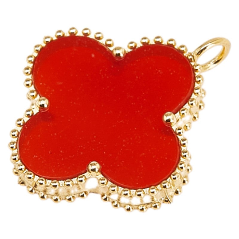 K18YG イエローゴールド シェル(赤) クローバー 四つ葉 モチーフ ペンダントトップ レディース 【中古】
