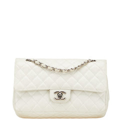 シャネル マトラッセ ココマーク ショルダーバッグ ホワイト キャビアスキン レディース CHANEL 【中古】