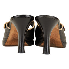 シャネル ココマーク ターンロック モチーフ サンダル ミュール サイズ:36 ブラック ベージュ レザー レディース CHANEL 【中古】