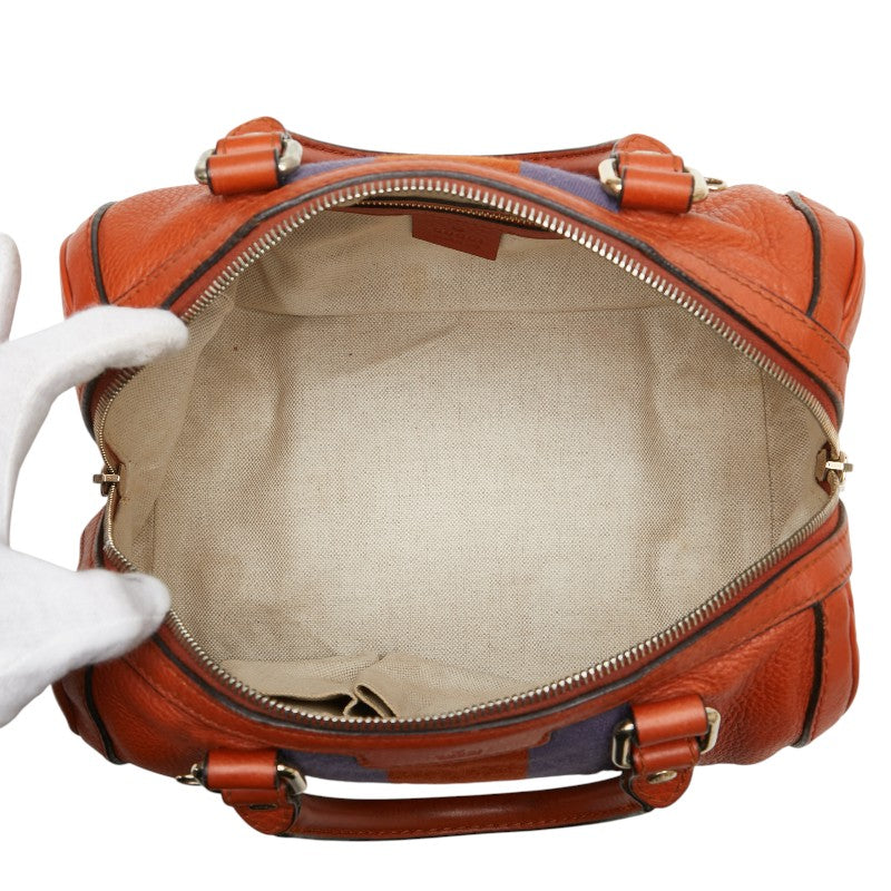 グッチ シェリーライン ミニボストンバッグ ショルダーバッグ 2WAY 269876 オレンジ パープル キャンバス レザー レディース GUCCI 【中古】