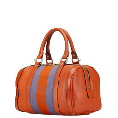 グッチ シェリーライン ミニボストンバッグ ショルダーバッグ 2WAY 269876 オレンジ パープル キャンバス レザー レディース GUCCI 【中古】