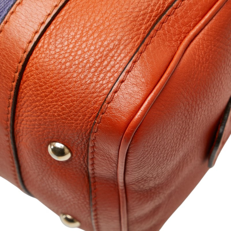 グッチ シェリーライン ミニボストンバッグ ショルダーバッグ 2WAY 269876 オレンジ パープル キャンバス レザー レディース GUCCI 【中古】