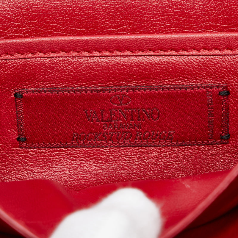 ヴァレンティノ スタッズ チェーン ショルダーバッグ レッド レザー レディース VALENTINO 【中古】