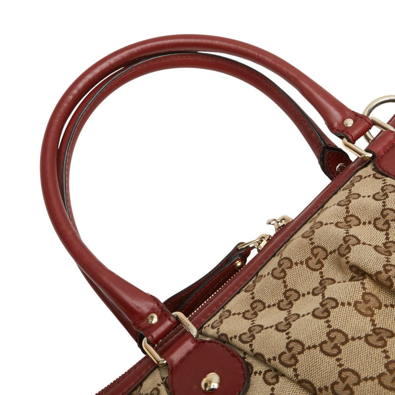 グッチ GGキャンバス ディアマンテ トートバッグ ショルダーバッグ 2WAY 285730 ベージュ レッド キャンバス レザー レディース GUCCI 【中古】