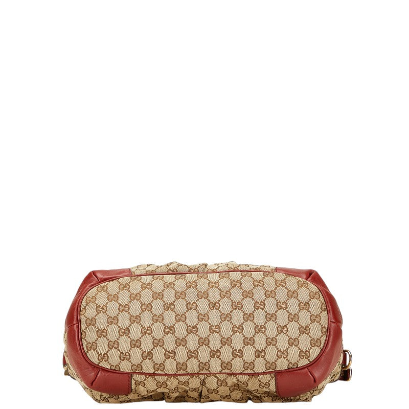 グッチ GGキャンバス ディアマンテ トートバッグ ショルダーバッグ 2WAY 285730 ベージュ レッド キャンバス レザー レディース GUCCI 【中古】