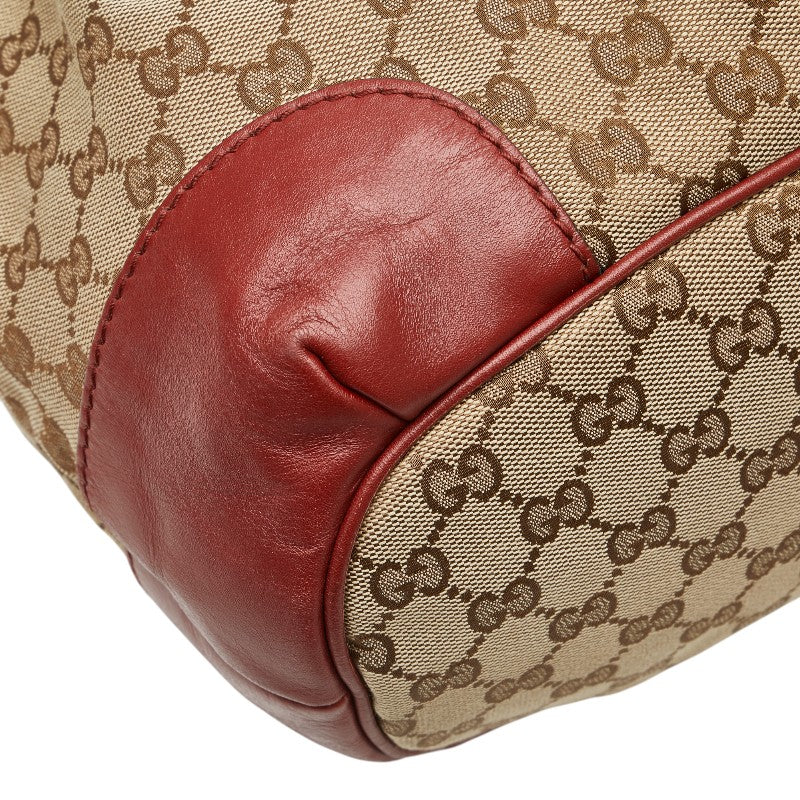 グッチ GGキャンバス ディアマンテ トートバッグ ショルダーバッグ 2WAY 285730 ベージュ レッド キャンバス レザー レディース GUCCI 【中古】