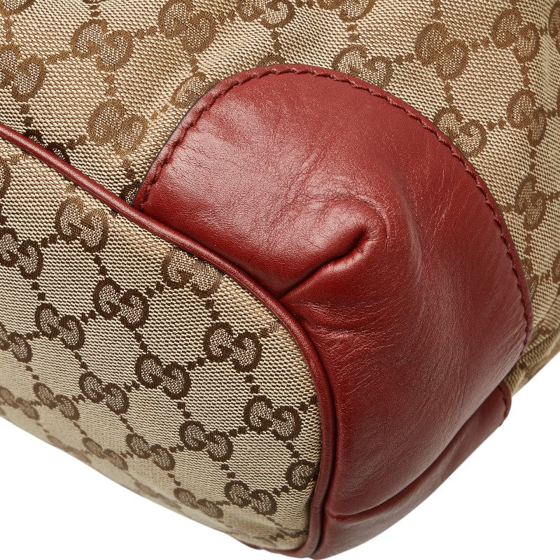グッチ GGキャンバス ディアマンテ トートバッグ ショルダーバッグ 2WAY 285730 ベージュ レッド キャンバス レザー レディース GUCCI 【中古】