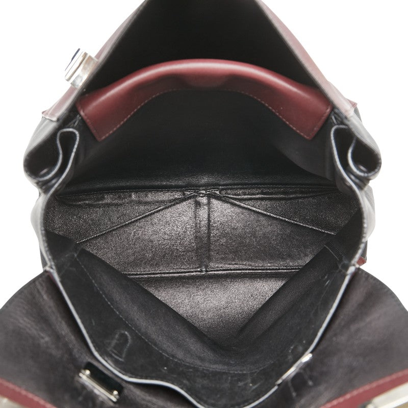 プラダ ハンドバッグ ワインレッド ブラック レザー レディース PRADA 【中古】