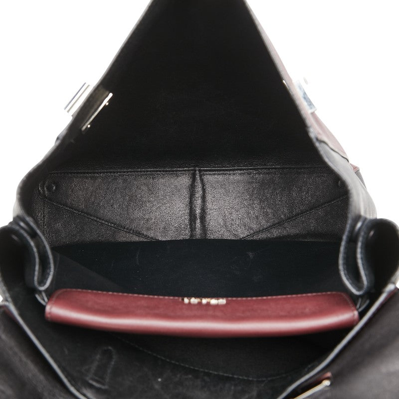 プラダ ハンドバッグ ワインレッド ブラック レザー レディース PRADA 【中古】