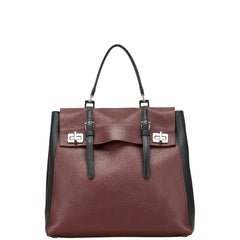 プラダ ハンドバッグ ワインレッド ブラック レザー レディース PRADA 【中古】