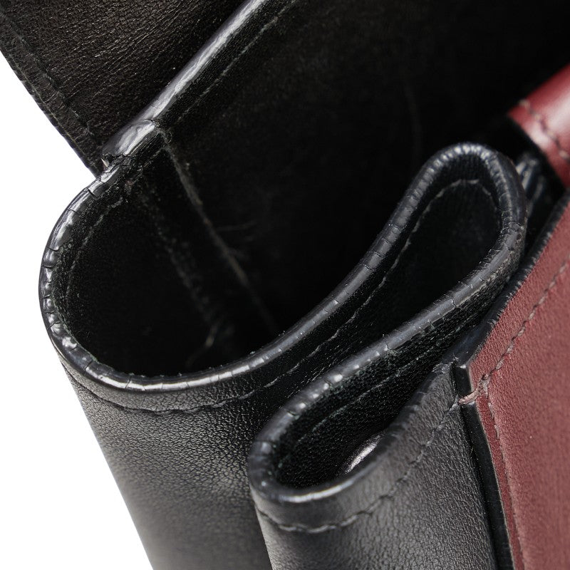 プラダ ハンドバッグ ワインレッド ブラック レザー レディース PRADA 【中古】