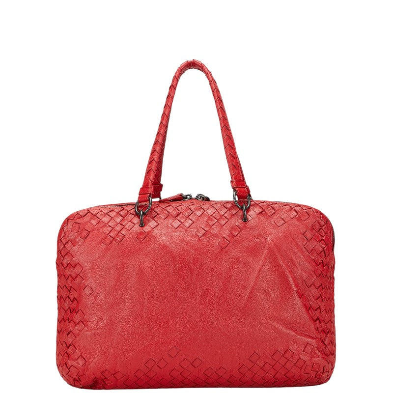 ボッテガヴェネタ イントレチャート ハンドバッグ トートバッグ レッド レザー レディース BOTTEGAVENETA 【中古】