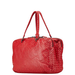 ボッテガヴェネタ イントレチャート ハンドバッグ トートバッグ レッド レザー レディース BOTTEGAVENETA 【中古】
