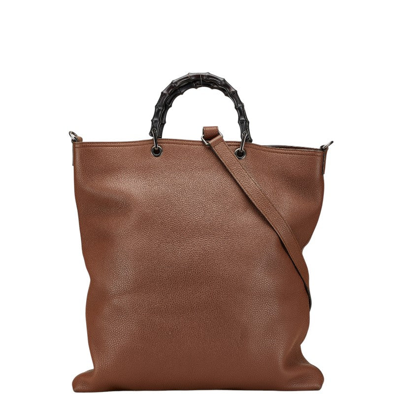 グッチ バンブー トートバッグ ショルダーバッグ 2WAY 358217 ブラウン ブラック レザー レディース GUCCI 【中古】