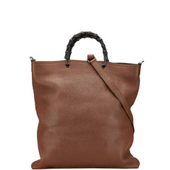 グッチ バンブー トートバッグ ショルダーバッグ 2WAY 358217 ブラウン ブラック レザー レディース GUCCI 【中古】