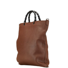 グッチ バンブー トートバッグ ショルダーバッグ 2WAY 358217 ブラウン ブラック レザー レディース GUCCI 【中古】
