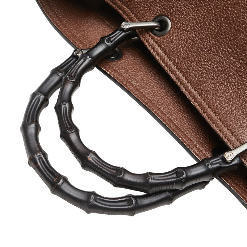 グッチ バンブー トートバッグ ショルダーバッグ 2WAY 358217 ブラウン ブラック レザー レディース GUCCI 【中古】